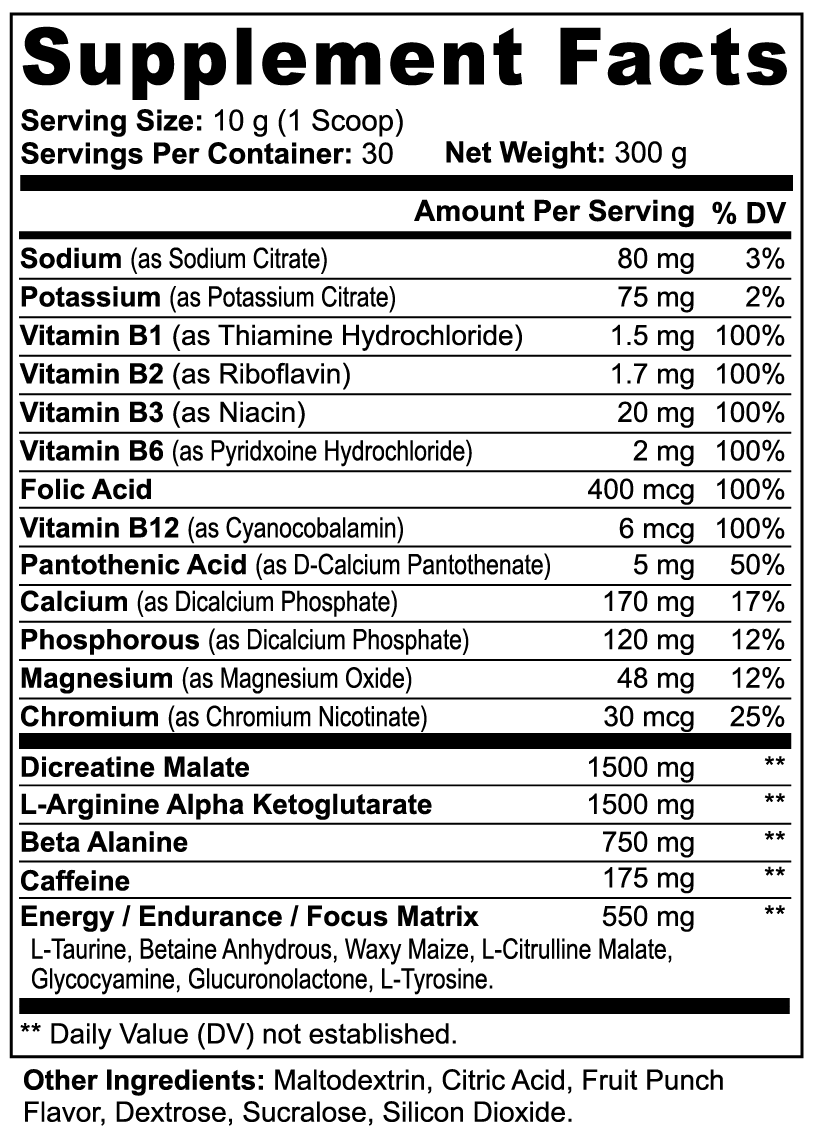 Camacho Iron Discipline, Nitric Shock Pre-Workout Powder (Fruit Punch)